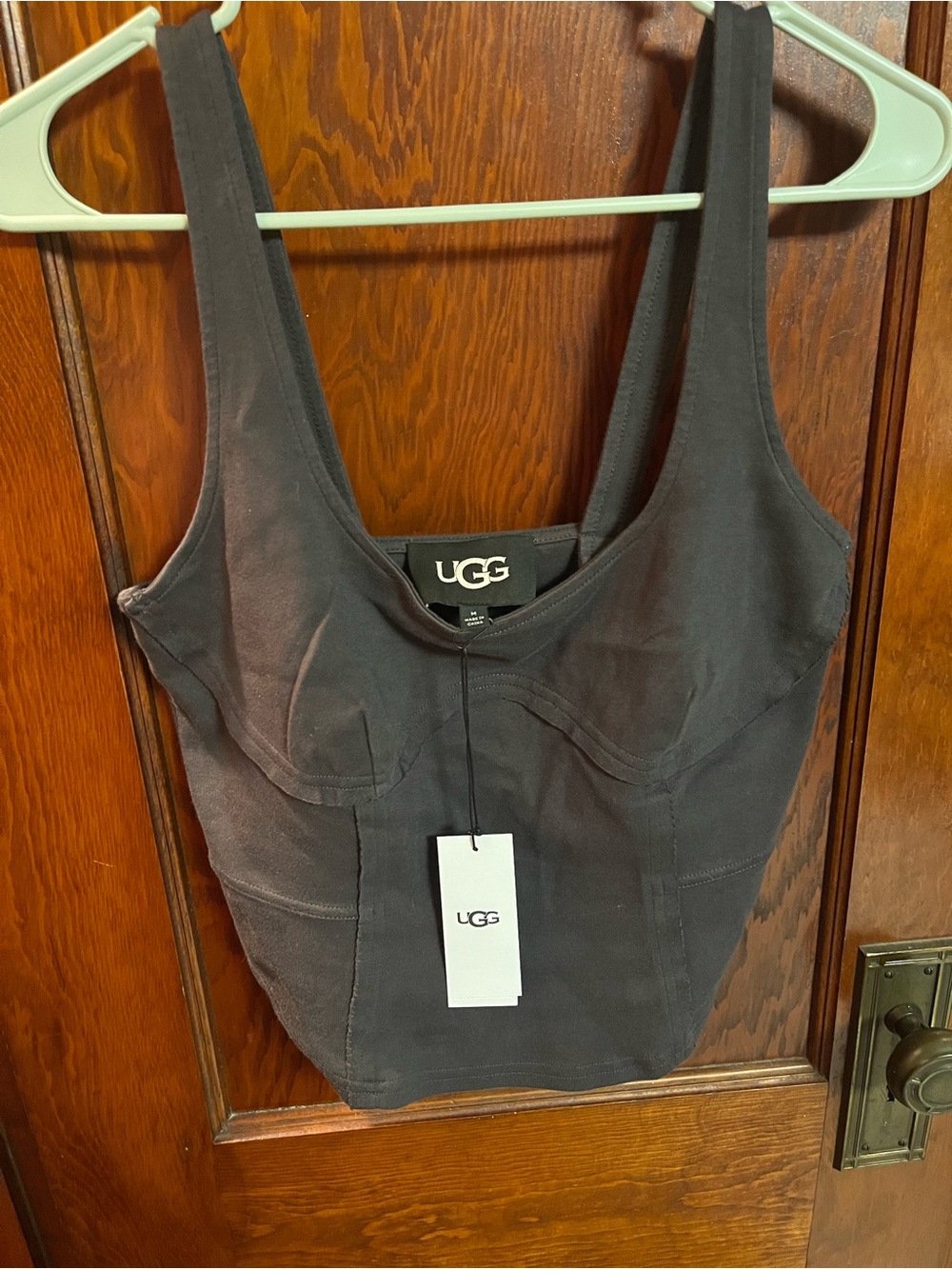 UGG Lennox Black Structured Cropped Tank Top